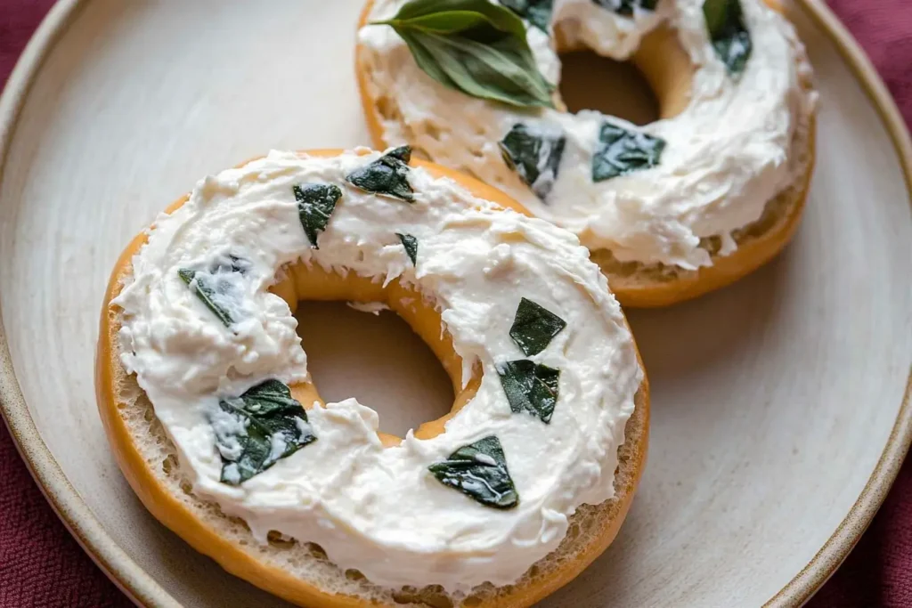 basil-cream-cheese-bagel