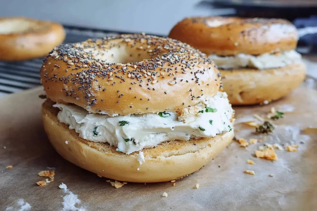 poppy-seed-bagel-herbed-cream-cheese